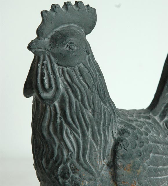 20th Century 19THC  LEADED COVERED  CAST IRON ROOSTER