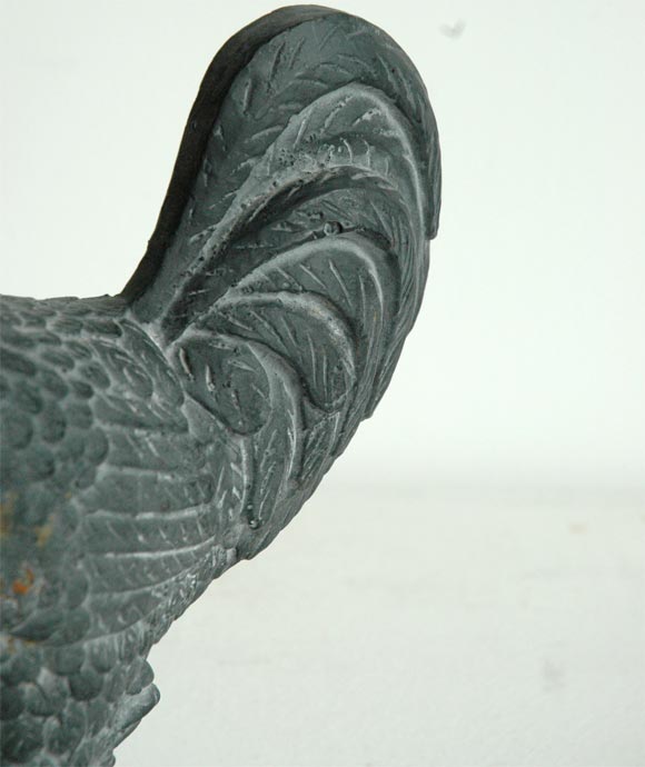 19THC  LEADED COVERED  CAST IRON ROOSTER 1