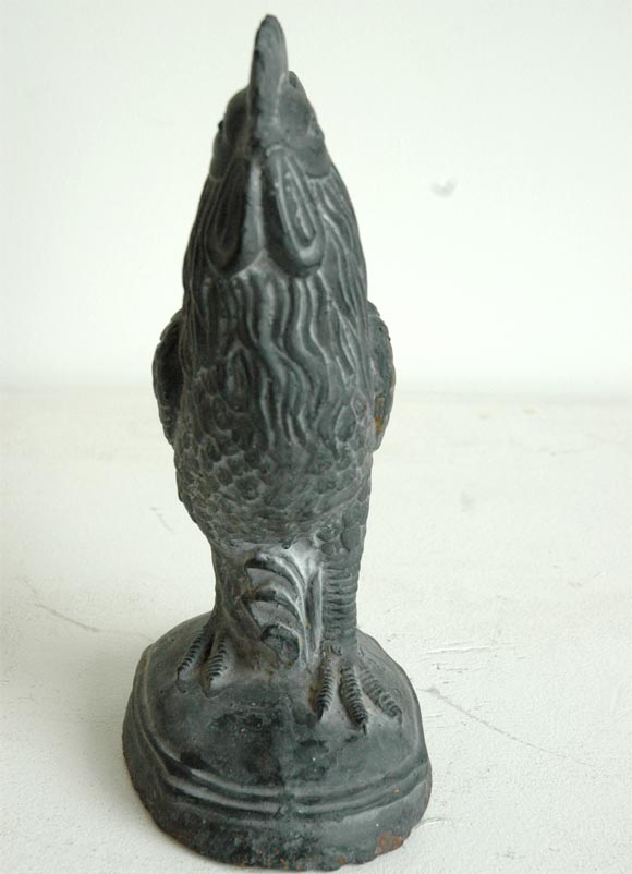 19THC  LEADED COVERED  CAST IRON ROOSTER 2