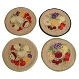1930S HAND HOOKED CHAIR MATS FROM NEW ENGLAND-SET OF FOUR