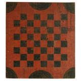 19THC ORIGINAL RED AND BLACK PAINTED GAMEBOARD  FROM NEW ENGLAND