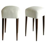 PAIR OF BAR STOOLS  WITH LINEN SEATS
