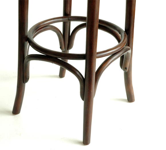 American SET OF TWO BENTWOOD  1920'S  BAR STOOLS WITH LINEN SEATS
