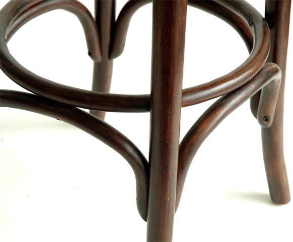 20th Century SET OF TWO BENTWOOD  1920'S  BAR STOOLS WITH LINEN SEATS