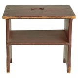 19THC ORIGINAL RED PAINTED FOOT STOOL