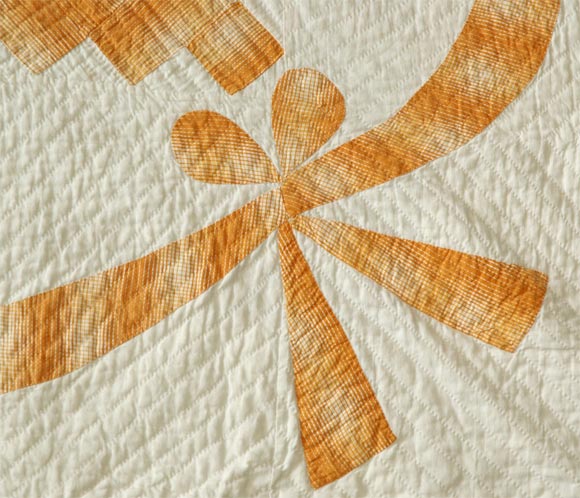 Cotton 19THC CHIMNEY SWEEP PATTERN QUILT/TANGERINE ON WHITE