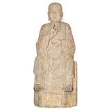 Ming Dynasty Polychromed Wood Figure of a Lohan