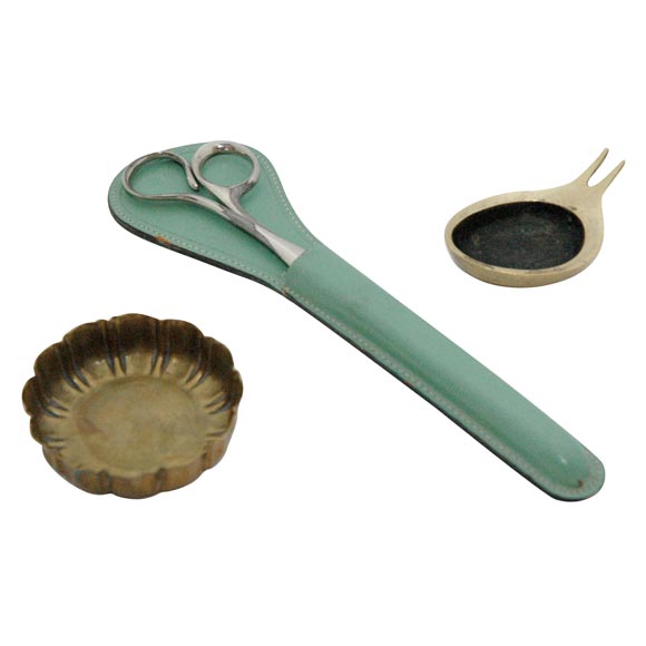 Josef Hoffmann Dish, A. Campi Scissors, and C. Aubock Tray