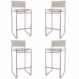 Set of Four Rope and Metal Bar Stools