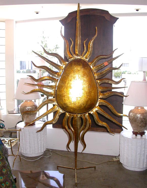 Signature sculpture from the legendary Hollywood designer Tony Duquette.  Free-standing and stunning, covered in gold leaf, this sculpture is a treasure.
Acquired directly from the designers estate.