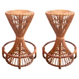 Rattan Bar Stools in the style of Franco Albini