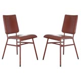 Set of 4 Jacques Adnet Leather Chairs