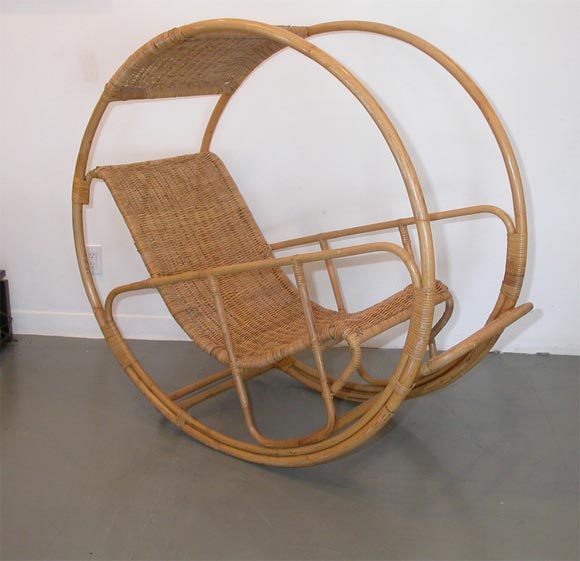 Sculptural Rattan Rocker