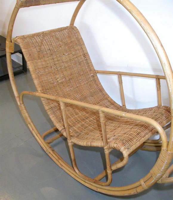 20th Century Rattan Circular Rocker