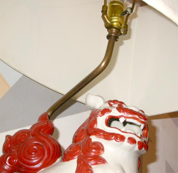 pair of porcelain foo dog lamps 1