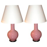 pair of pink vase table lamps