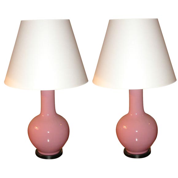 pair of pink vase table lamps