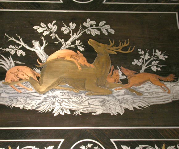 Bronze, Silver and Copper Inlaid Ebony Coffee Table