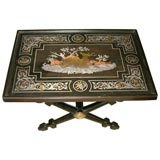 Antique Bronze, Silver and Copper Inlaid Ebony Coffee Table