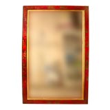 Antique Chinoiserie Red Lacquer Double-Framed Wall Mirror