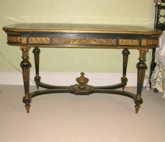 Ebony-Painted Walnut Writing Table (Louis XVI Style, repro.)