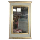 FRENCH TRUMEAU MIRROR with Painted and Gilded Double Frame