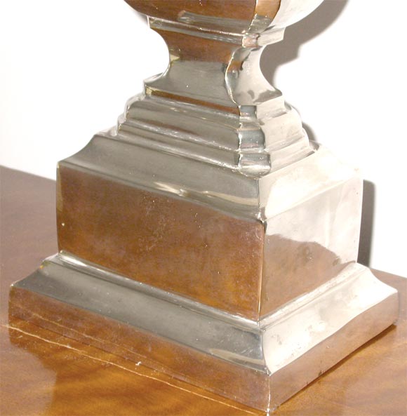 Silvered Brass Urn/Trophy-Shaped Table Lamp
