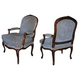 Pair Of Louis Xv Beechwood Fauteuils