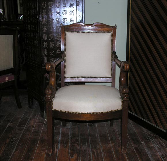 Charles X Dolphin Mahogany Fauteuil