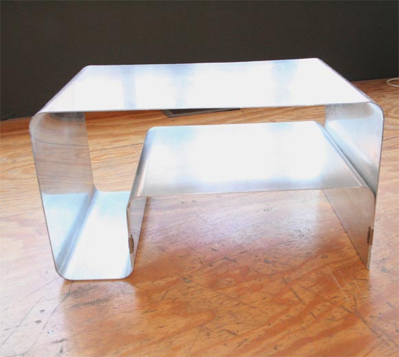 Late 20th Century Folded steel side table by Joelle Ferlande