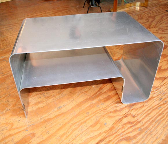 Steel Folded steel side table by Joelle Ferlande