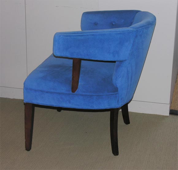 Pair French Blue Velvet Chairs 1