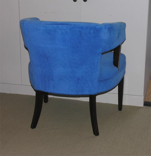 Pair French Blue Velvet Chairs 3