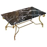 Marble Top Table with Gilded Metal Base