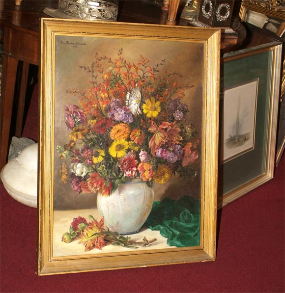 German Floral Still Life Painting by Johannes Fischer For Sale