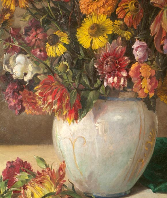 Floral Still Life Painting by Johannes Fischer In Excellent Condition For Sale In San Francisco, CA