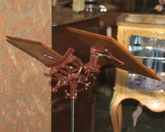 19th Century Antique Cast Iron and Oak Wood Adjustable Dictionary Stand