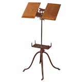 Antique Cast Iron and Oak Wood Adjustable Dictionary Stand
