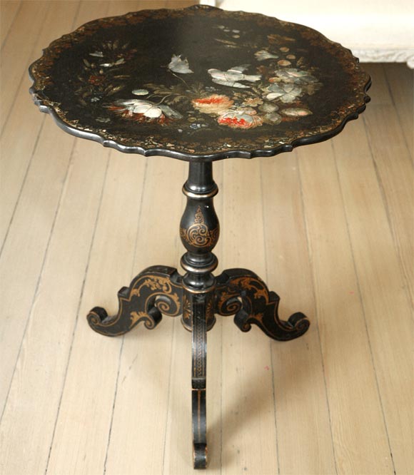 Napolean III Gueridon with inlaid mother of pearl & tilt top