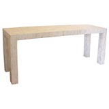 A Bone Tesserae Parsons Style Console. Manner of Karl Springer. A Bone Tesserae Parsons Style Console. Manner of Karl Springer.