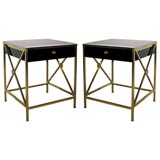 A Pair of Brass & Marble End Tables. Designed by Billy Baldwin.