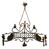 Wrought Iron Chandelier with Gargoyles