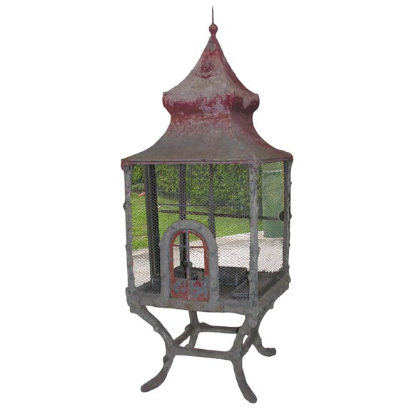 FRENCH FAUX BOIS BIRDCAGE WITH PAGODA ROOF