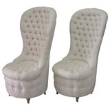 Pair of White Tufted Chairs