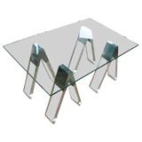 Industrial Style Lucite and Aluminum Horse Stand Desk