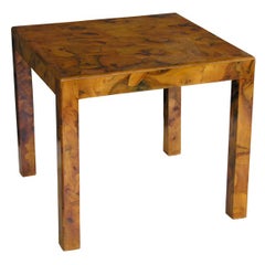 Olive Burl Veneered Parsons Table