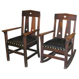 Shop of the Crafters, mission chair & rocker set