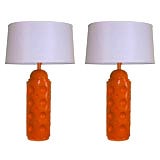 large orange midcentury lamps
