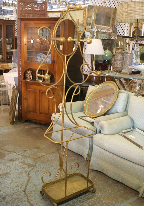Faux Bamboo Gilt Iron Hall Tree