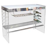 Lighted Lucite and Mirror Bar